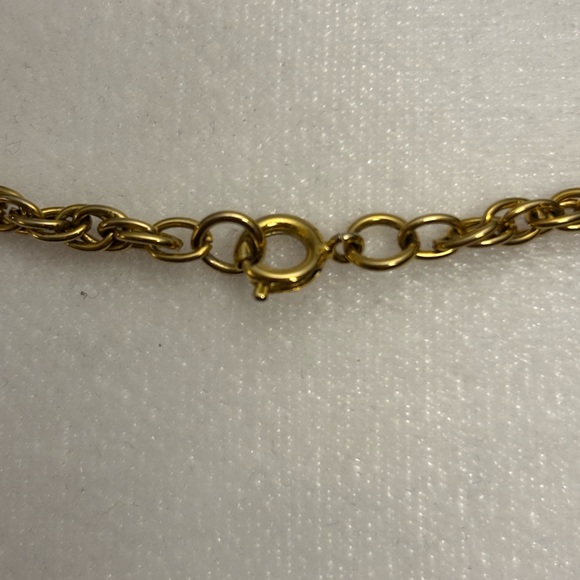 Vintage Star Glass Pendant Necklace Blue Cabochon Pink Rhinestones - Picture 7 of 7